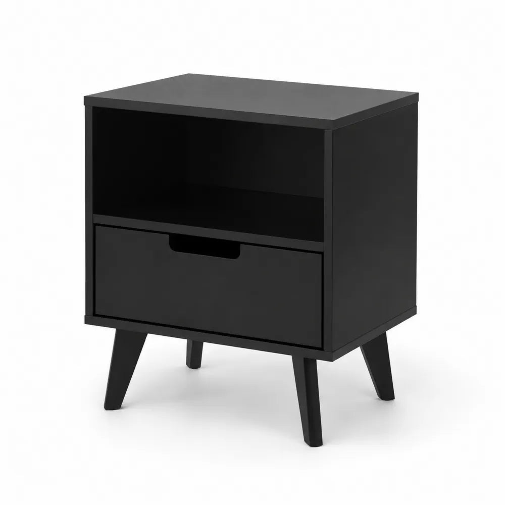 Nachttisch MDF Schwarz mit Schublade 50x40x30cm