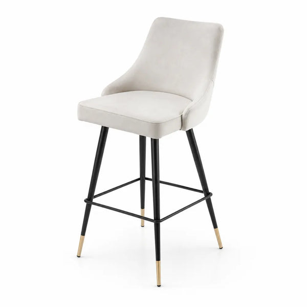 Barhocker Samt Stahl Beige 100 cm