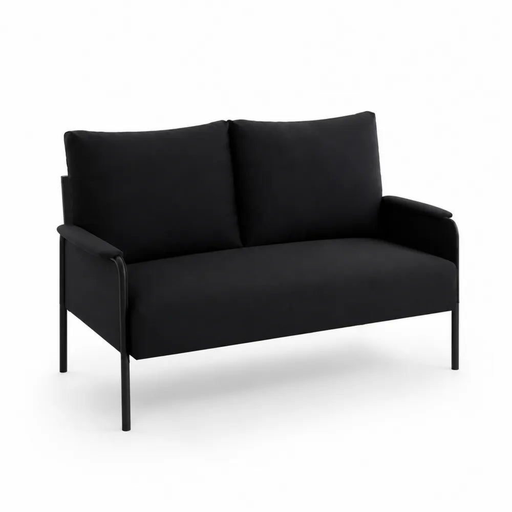 2-Sitzer Sofa Metallrahmen Polyester Schwarz