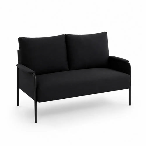 2-Sitzer Sofa Metallrahmen Polyester Schwarz
