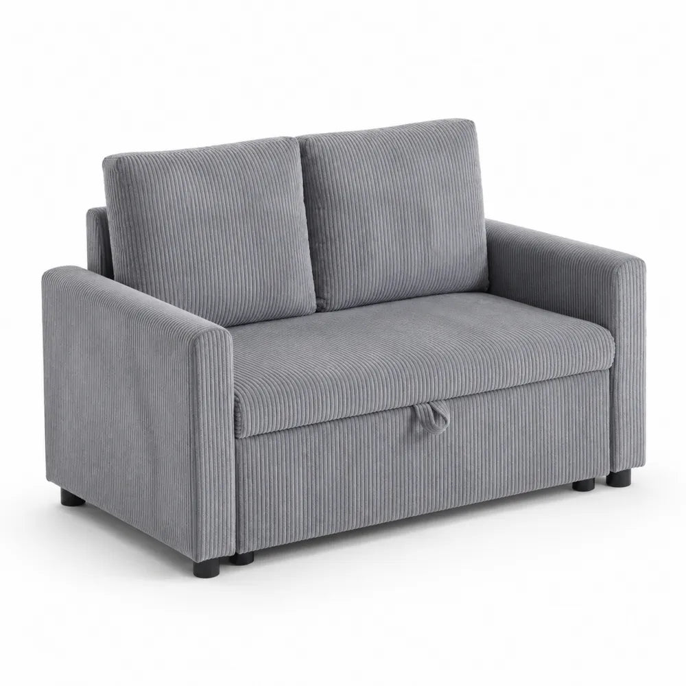 Sofa aus Cord Zweisitzer Grau 150x85x70 cm