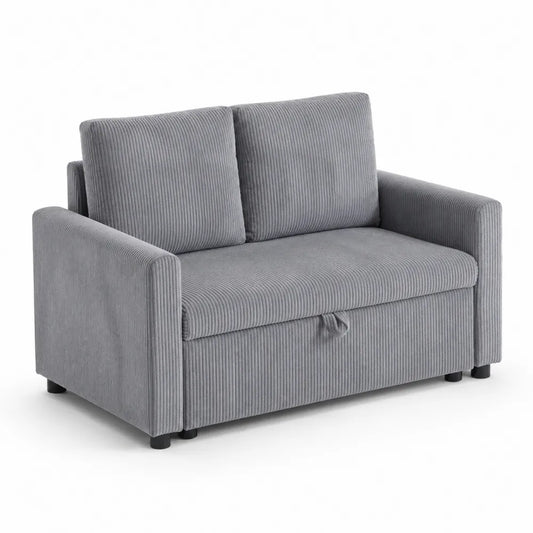 Sofa aus Cord Zweisitzer Grau 150x85x70 cm