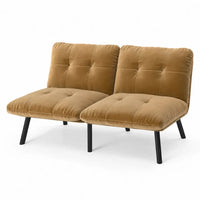 2-Sitzer Sofa Samt Braun mit Stahlbeinen