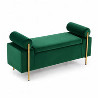 Samt-Sitzbank Grün mit Metallbeinen 120x40x45cm