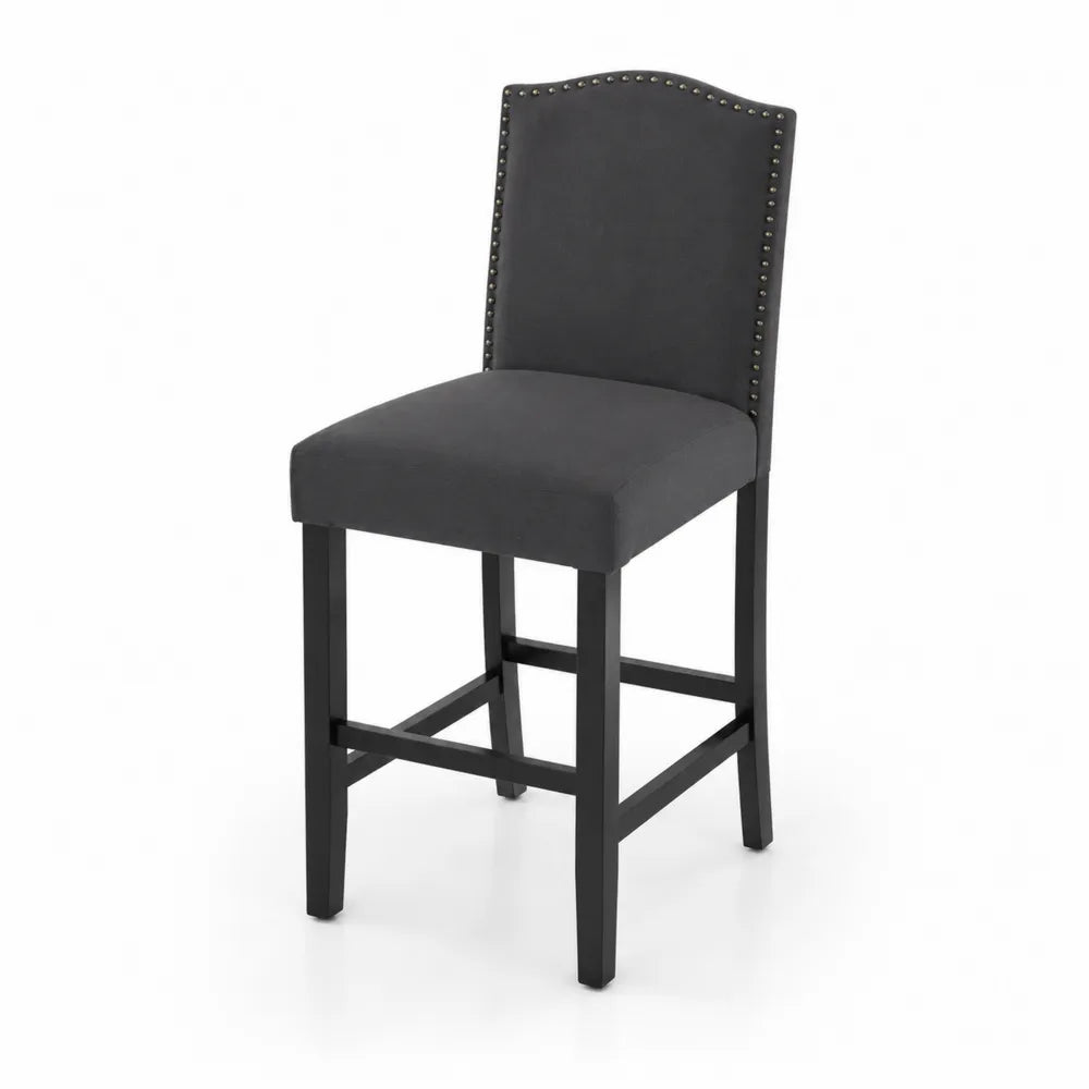 Barhocker Dunkelgrau Stoff Massivholz