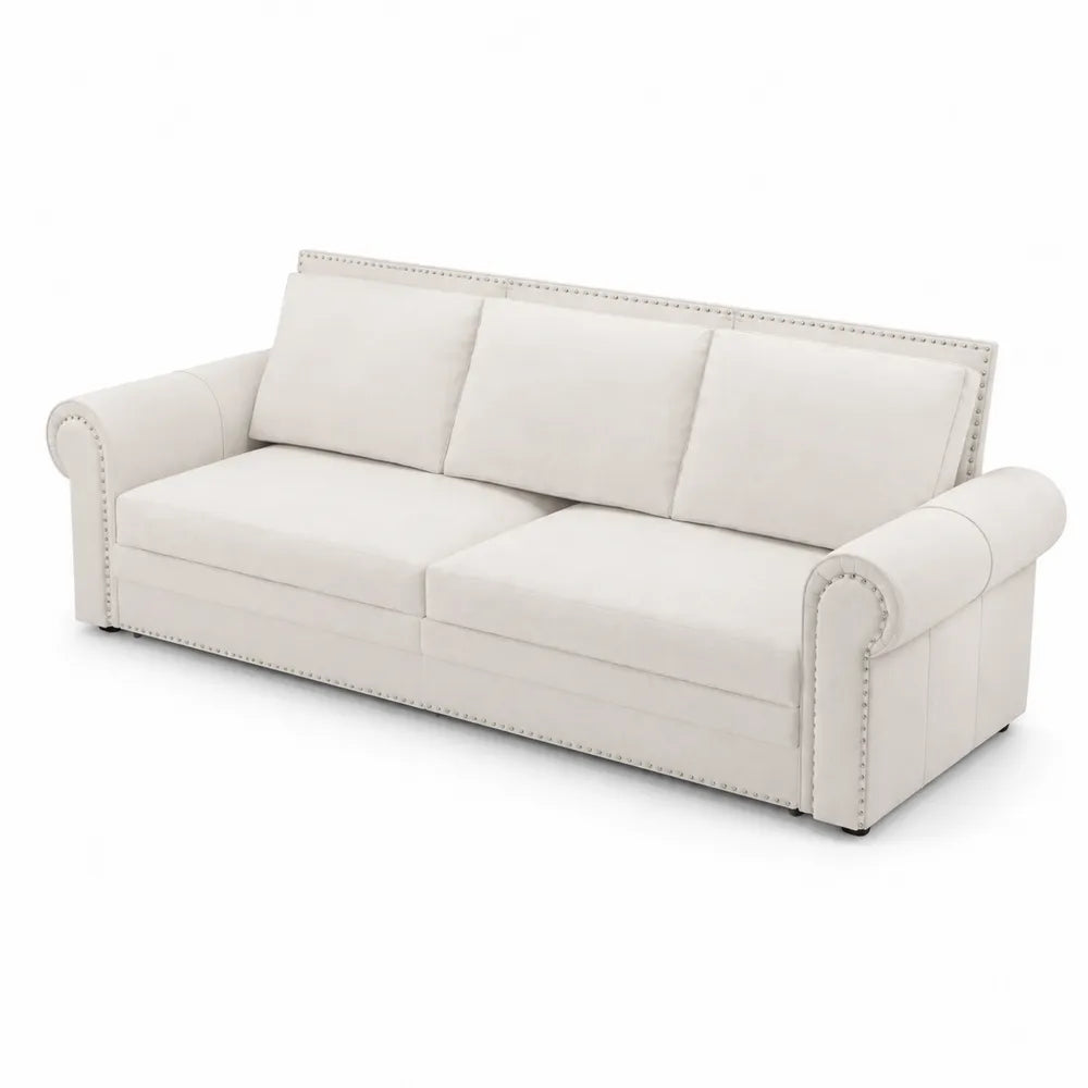 3-Sitzer Sofa aus Stoff Elfenbein