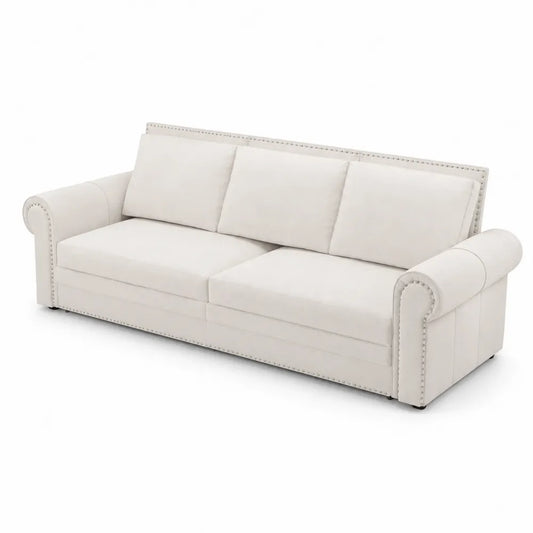 3-Sitzer Sofa aus Stoff Elfenbein